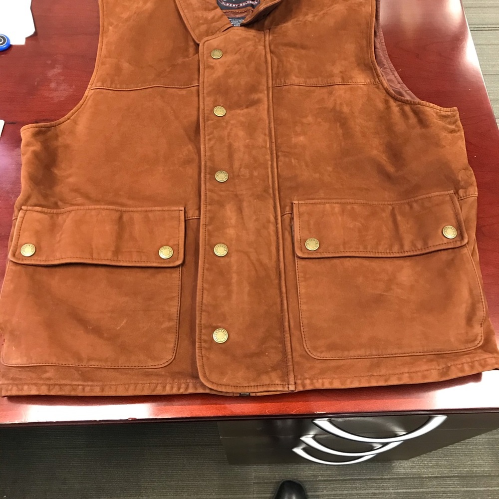 Men Faconnable Leather Vest - Medium